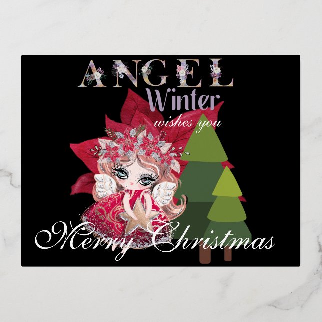 Carte Postale De Vacances En Aluminium Noël Angel hiver Joyeux Noël (Recto)