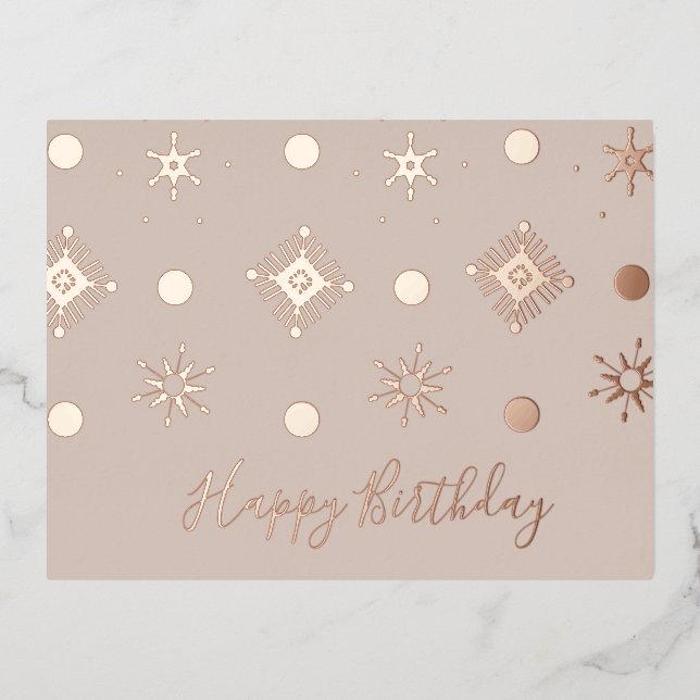 Carte Postale De Vacances En Aluminium Noël Anniversaire Snowflakes Blush (Recto)