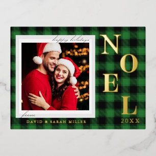 Carte Postale De Vacances En Aluminium Noel Festive Vert Plaid Motif Noël
