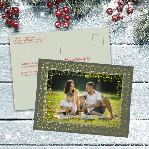 Carte Postale De Vacances En Aluminium Noël Fête Green Flocon de neige classique 1 photo