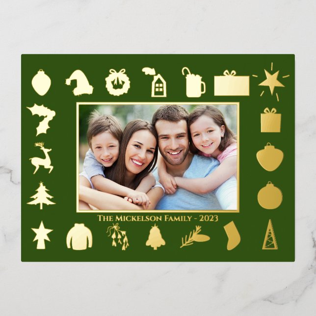 Carte Postale De Vacances En Aluminium Noël Gold Green (Recto)