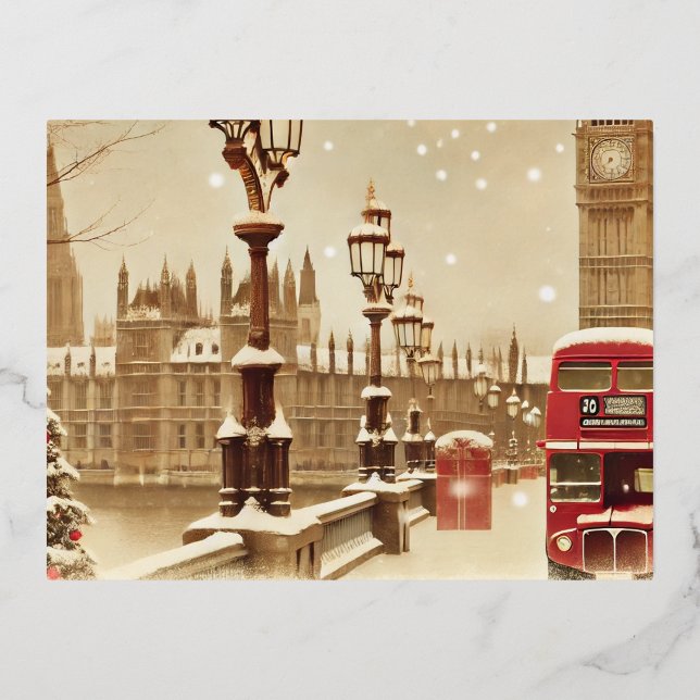 Carte Postale De Vacances En Aluminium Noël magique à Londres (Recto)
