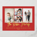 Carte Postale De Vacances En Aluminium Nom de famille personnalisé 4 Photo Collage<br><div class="desc">Faites passer l'amour à ce carte photo de vacances personnalisé qui présente un collage photo et votre nom de famille. L'arrière a un emplacement pour un message personnalisé, une adresse de retour et une adresse de destinataire. Pour customiser encore plus, cliquez sur "Editer à l'aide de l'outil de conception". Magasinez...</div>