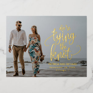Carte Postale De Vacances En Aluminium Nous nouons le nœud Enregistrer la date du mariage