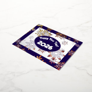 Carte Postale De Vacances En Aluminium Nouvel an heureux, cristal de flocons de neige col