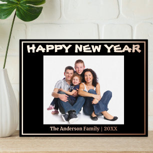 Carte Postale De Vacances En Aluminium Nouvelle Année Personnalisée Moderne Festive Noir