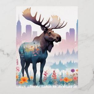Carte Postale De Vacances En Aluminium Oie Vintage Animaux Nature Fleurs Forestières Art