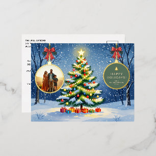 Carte Postale De Vacances En Aluminium Ornement de boule de Noël moderne personnalisé ave