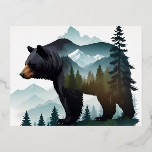 Carte Postale De Vacances En Aluminium Ours Faune Animal Nature Environnement Forêt Art