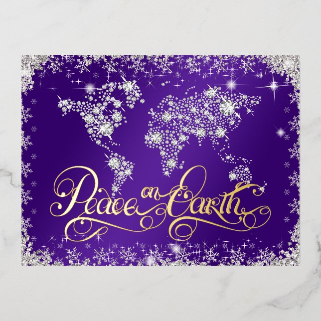 Carte Postale De Vacances En Aluminium Paix violette sur Terre Diamants (Recto)