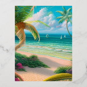Carte Postale De Vacances En Aluminium Palmiers Tropical