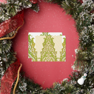 Carte Postale De Vacances En Aluminium papier peint vert et blanc aux motifs ornés