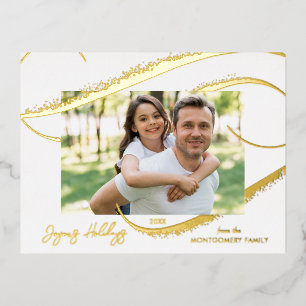 Carte Postale De Vacances En Aluminium Parties scintillant moderne Gold Faux Brush Strot