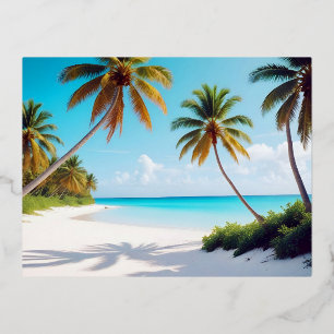 Carte Postale De Vacances En Aluminium Paysage De Plage Île Tropicale Relaxant Tranquille