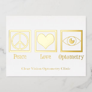 Carte Postale De Vacances En Aluminium Peace Love Optométrie Personnalisé Oeil Docteur Or