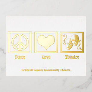 Carte Postale De Vacances En Aluminium Peace Love Theatre Company Custom Christmas Gold