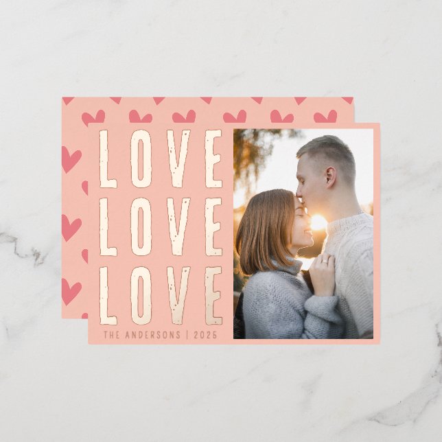 Carte Postale De Vacances En Aluminium Peach Pink Love Love Love Love Valentine's Family  (Recto/Verso)