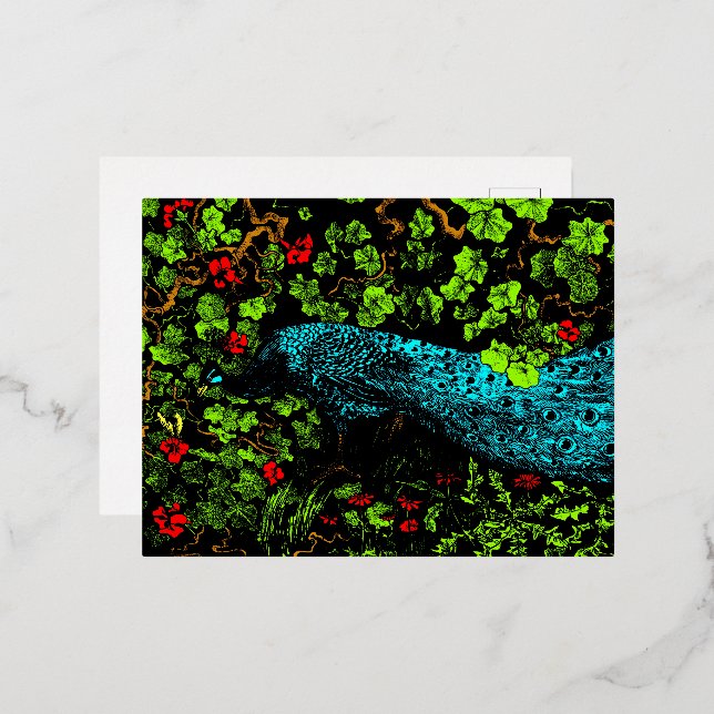 Carte Postale De Vacances En Aluminium Peacock et Butterfly de style Art nouveau néerland (Recto/Verso)