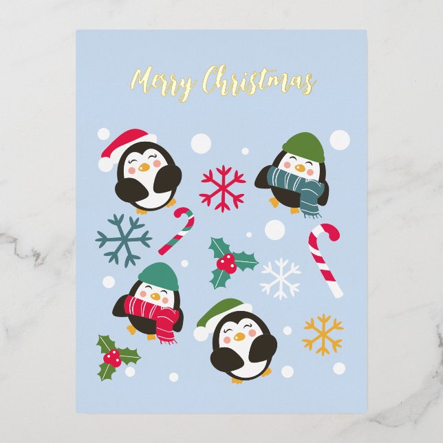 Carte Postale De Vacances En Aluminium Penguin de Christmas (Recto)