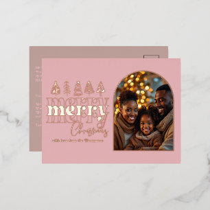 Carte Postale De Vacances En Aluminium Peony Blush & Warm Taupe Photo de Noël