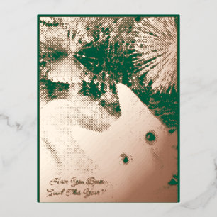 Carte Postale De Vacances En Aluminium Photo de chat Texte de Noël Plier Pile Carte de vo