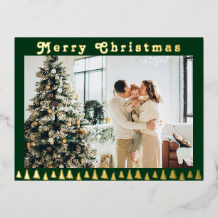 Carte Postale De Vacances En Aluminium Photo de famille Noël vert