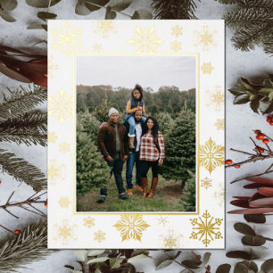 Carte Postale De Vacances En Aluminium Photo de flocons de neige de Noël Blanc