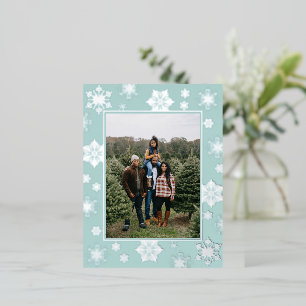 Carte Postale De Vacances En Aluminium Photo de flocons de Noël Sarcelle