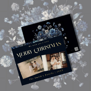 Carte Postale De Vacances En Aluminium Photo de Noël vintage rétro floral