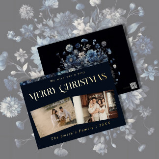 Carte Postale De Vacances En Aluminium Photo de Noël vintage rétro floral