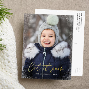Carte Postale De Vacances En Aluminium Photo de script moderne de Let it Snow