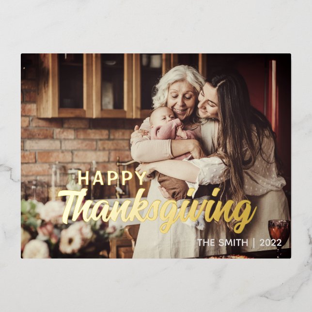 Carte Postale De Vacances En Aluminium Photo et message personnalisés Thanksgiving (Recto)