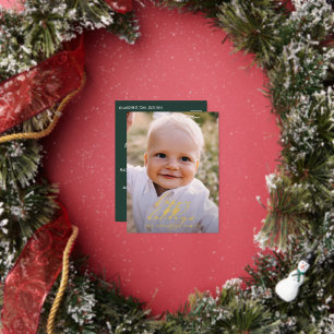 Carte Postale De Vacances En Aluminium Photo minimale moderne Noël élégant script Foi