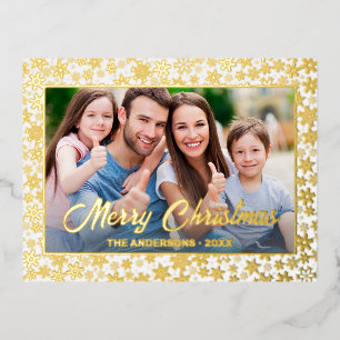 Carte Postale De Vacances En Aluminium Photo moderne Flacons de neige de Noël élégant scr