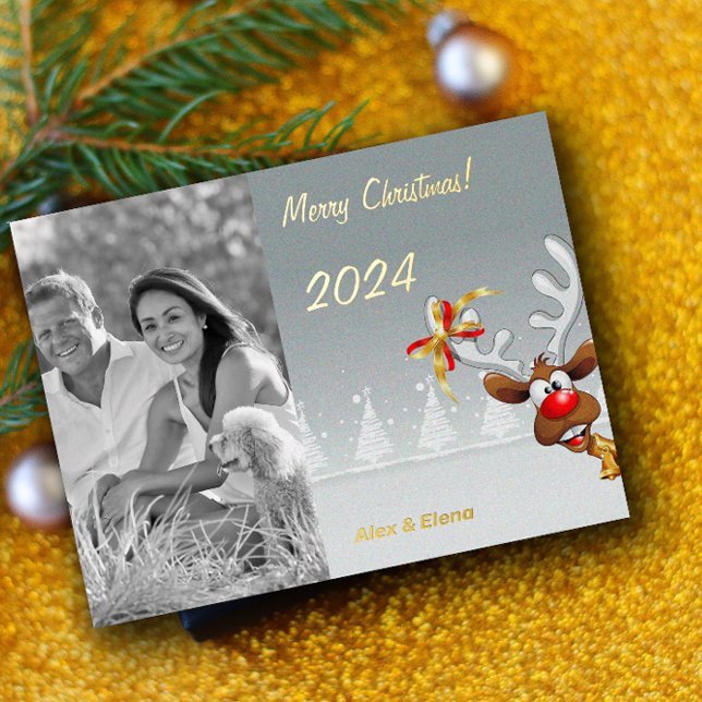 Carte Postale De Vacances En Aluminium Photo monochrome de Noël Rudolph (Créateur téléchargé)