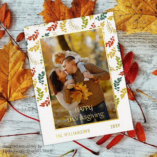 Carte Postale De Vacances En Aluminium Photo personnalisée Feuilles d'automne Motif