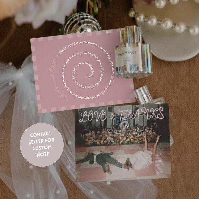 Carte Postale De Vacances En Aluminium Pink Retro Spring Wedding Photo Thank You Card (Créateur téléchargé)