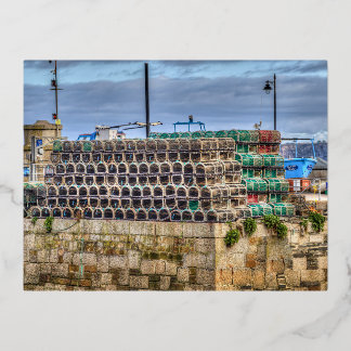 Carte Postale De Vacances En Aluminium Pots de homard du port de Newquay