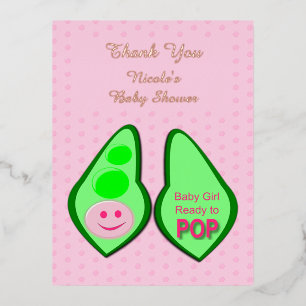 Carte Postale De Vacances En Aluminium Prête à éclore Bébé Fille Rose Pois Baby Shower Pe