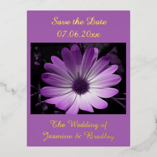 Carte Postale De Vacances En Aluminium Purple Daisy Flower Custom Wedding Enregistrer la 