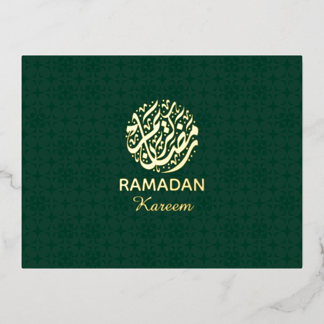 Carte Postale De Vacances En Aluminium Ramadan Kareem Gold Foil Islamic  (Recto)