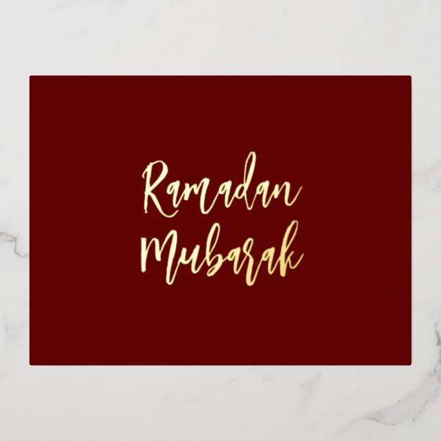 Carte Postale De Vacances En Aluminium Ramadan Moubarak Ramadan Kareem Dark Red Gold (Recto)