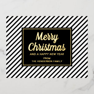 Carte Postale De Vacances En Aluminium Rayures Classiques Noir Et Blanc Joyeux Noël