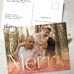 Carte Postale De Vacances En Aluminium Red Modern Gold Joyeux photo Noël