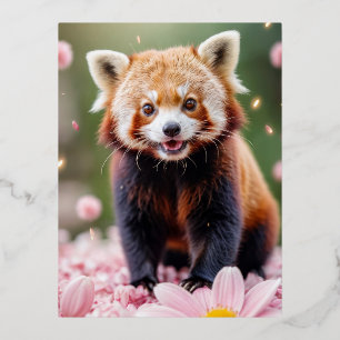 Carte Postale De Vacances En Aluminium Red Panda Animal Fun Miniature Fantastique Faune