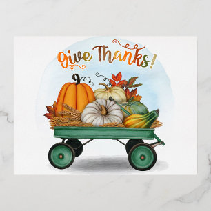 Carte Postale De Vacances En Aluminium "Rendez Grâce" Chariot de la récolte d'automne