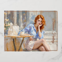 Romantique huile art bleu yeux fille douce teintes