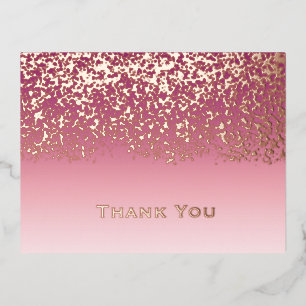 Carte Postale De Vacances En Aluminium Rose Gold Foil Mariage Remerciement 