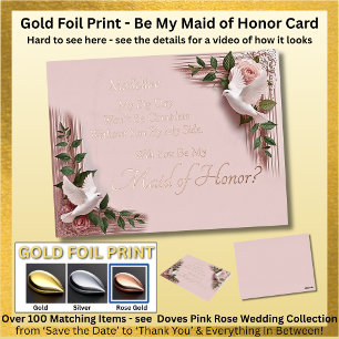 Carte Postale De Vacances En Aluminium Rose Gold Foil Serez-vous ma témoin? Rose