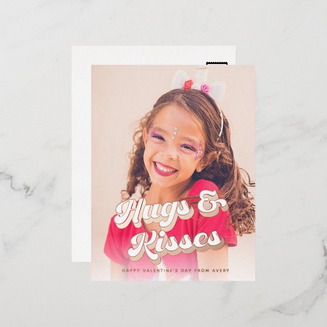 Carte Postale De Vacances En Aluminium Rose super Gold Valentine's Day (Recto/Verso)